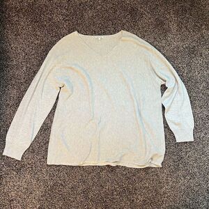 Ella Moss‎ Sweater Women's 2XL Gray Long Sleeve V-Neck Solid Shirt Top